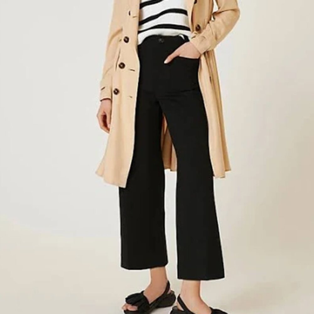 The Colette Cropped Wide-Leg Pants by Maeve: Ponte Edition Black sz 26